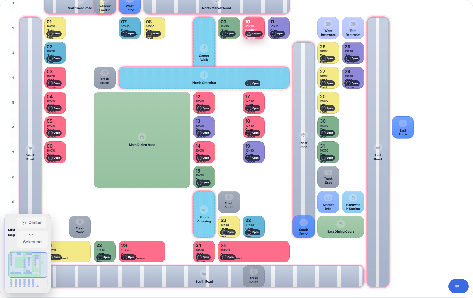 Farmers market management software market map workspace